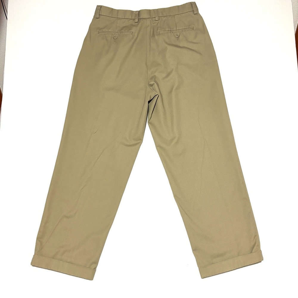 G H Bass Co Mens Khaki Pleated Relaxed Fit Dress Pants‎ Size 34x30 - Picture 3 of 7